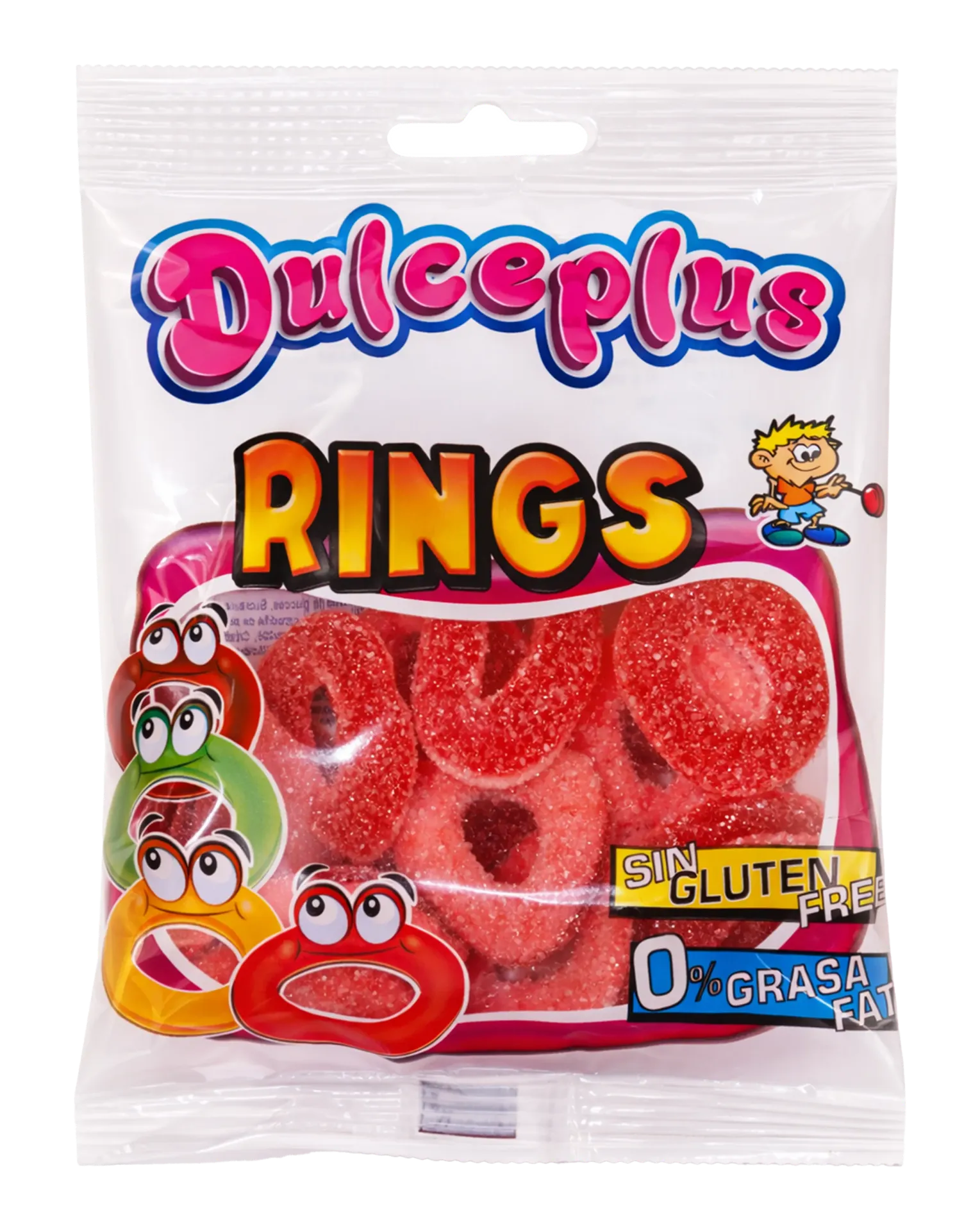 [147E100] Dulceplus Anneaux Fraise Acide  12x100gr  100% Halal